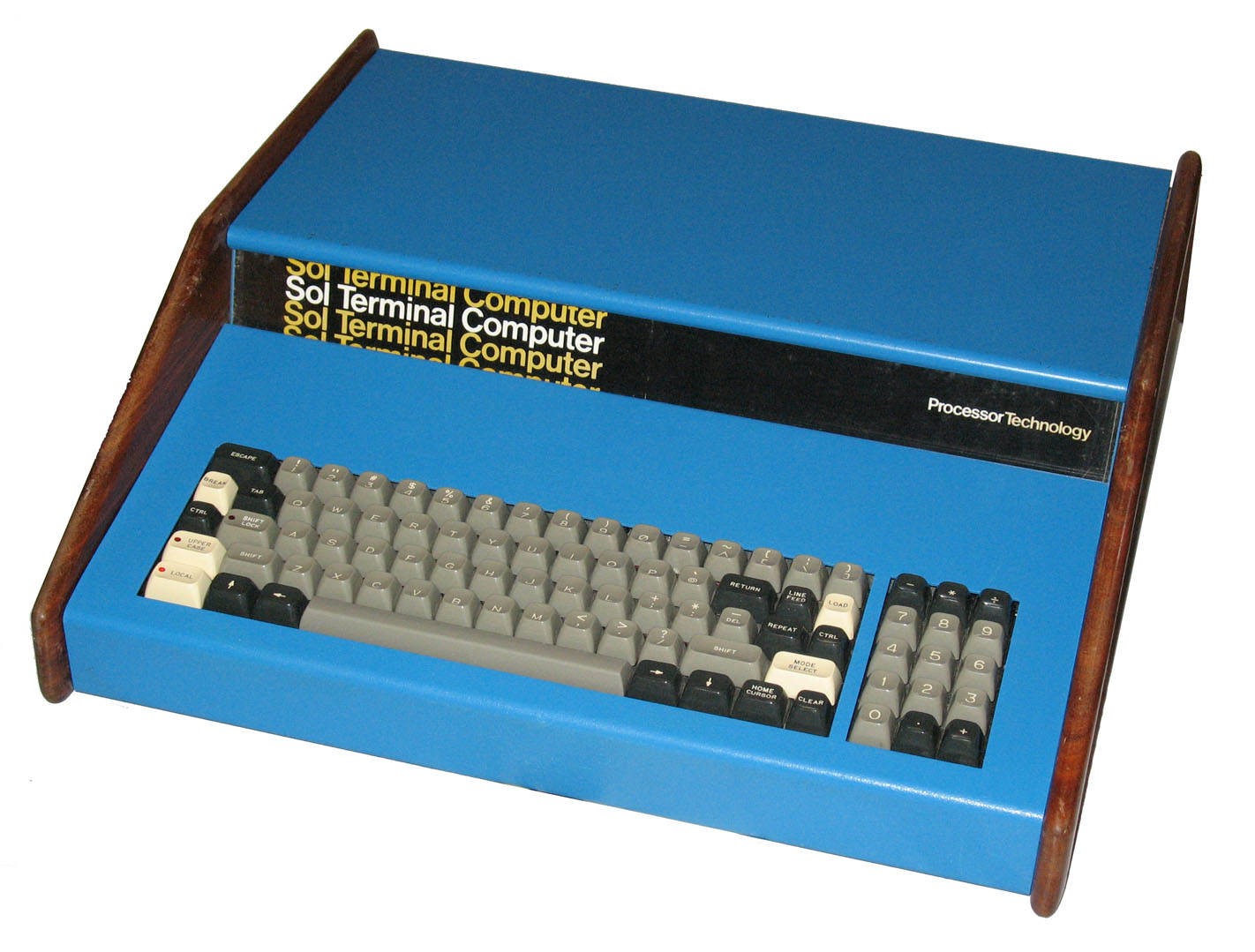 The Processor Technology Sol-20 (1976), designed by Homebrew Computer Club moderator Lee Felsenstein. Built on the same S-100 bus as the Altair but conceived as an integrated product — a built-in k…
